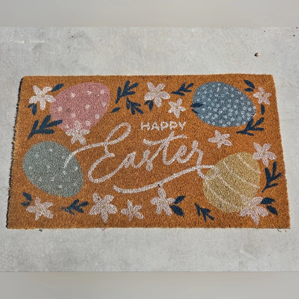Happy‎ Easter Multicolor Coir Doormat Pastel Easter Eggs